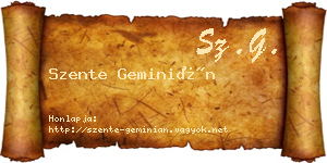 Szente Geminián névjegykártya